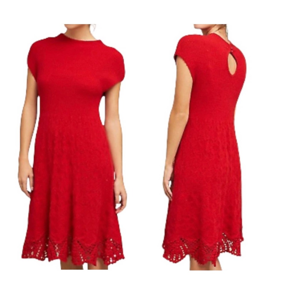 Anthropologie Red Midi Dress